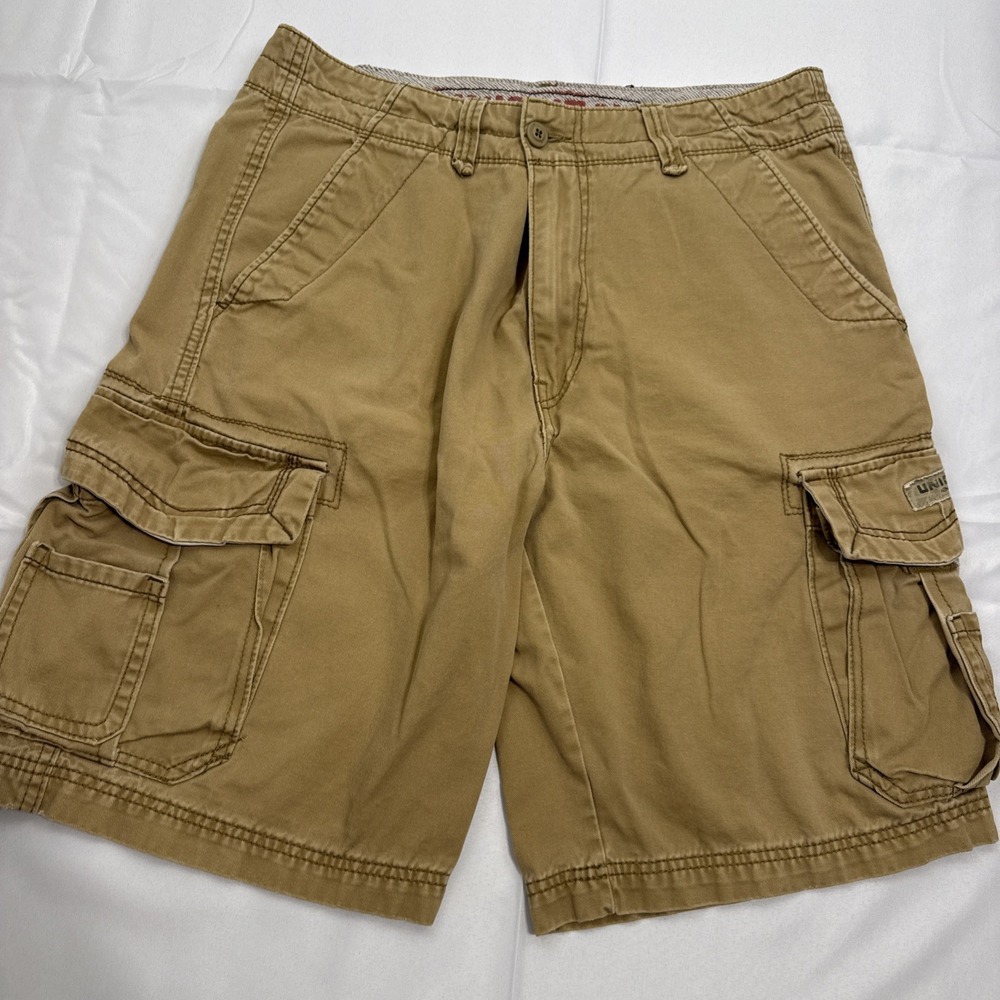 Unionbay Mens  34 Cargo Shorts TAN  Cotton Twill Utility Pockets